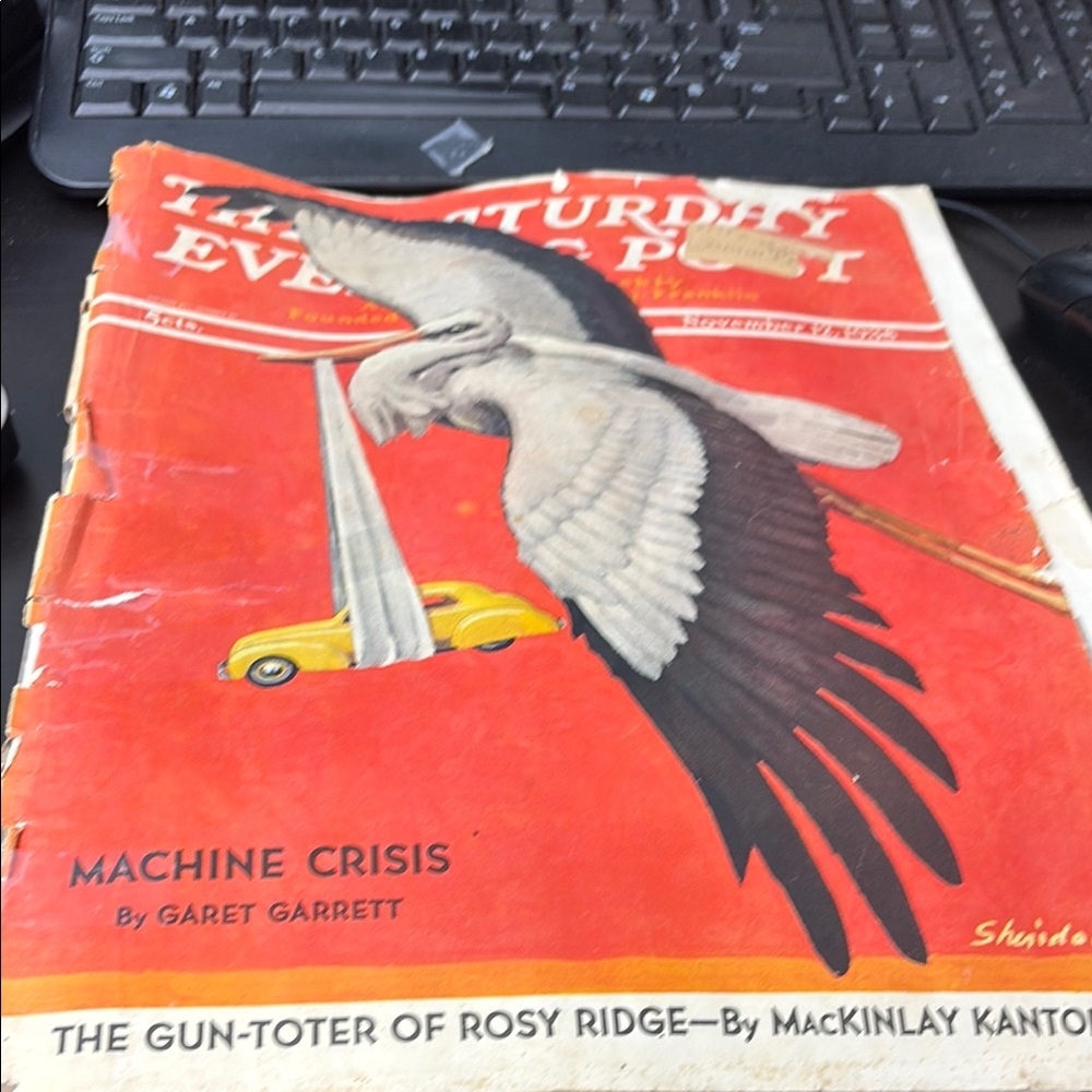 Vintage Magazine with Red Cover and Eagle Illustration - 1938